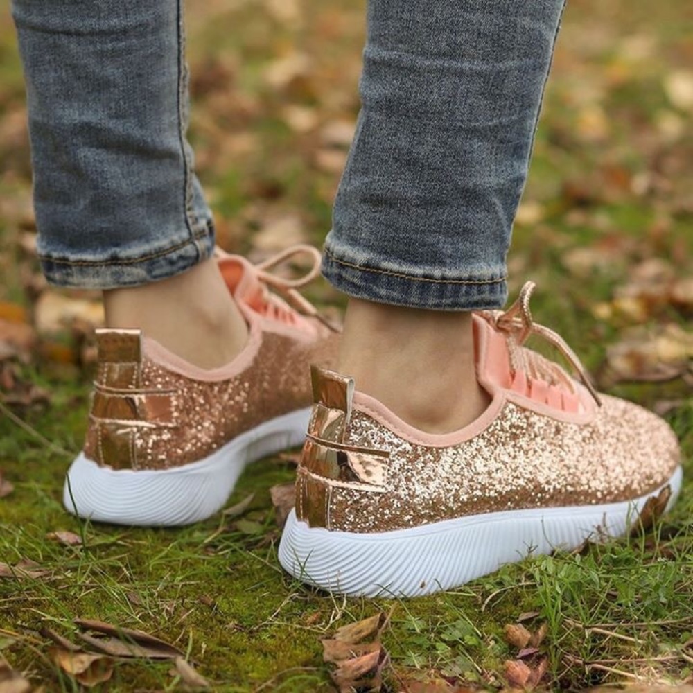 ❄️Rose gold chunky Glitter sneakers